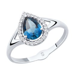 Inel din aur alb cu pietre Cubic Zirconia Incolor, Topaz London
