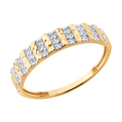 Inel din aur roșu cu pietre Cubic Zirconia Incolor