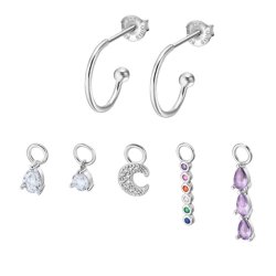 Cercei Pusete din argint  cu pietre Cubic Zirconia Color