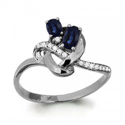 Inel din aur alb cu pietre Diamant, Safir