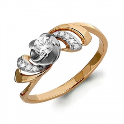 Inel din aur roșu cu pietre Cubic Zirconia Incolor, Swarovski