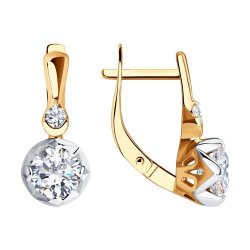 Серьги из красного золота с камнями Swarovski
