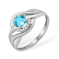 Inel din aur alb cu pietre Cubic Zirconia Incolor, Topaz