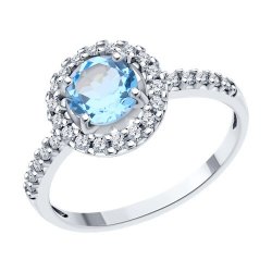 Inel din argint  cu pietre Cubic Zirconia Incolor, Topaz Swiss