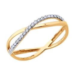 Inel din aur roșu cu pietre Cubic Zirconia Incolor