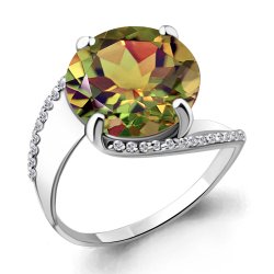 Inel din aur alb cu pietre Cubic Zirconia Incolor, Zultanit (sint.)