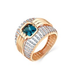 Inel din aur roșu cu pietre Cubic Zirconia Incolor, Topaz London