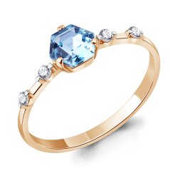 Inel din aur roșu cu pietre Cubic Zirconia Incolor, Nanotopaz