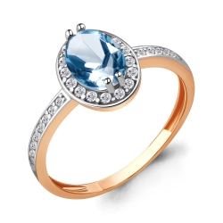 Inel din aur roșu cu pietre Cubic Zirconia Incolor, Topaz Swiss