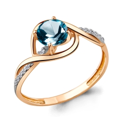 Inel din aur roșu cu pietre Cubic Zirconia Incolor, Topaz London