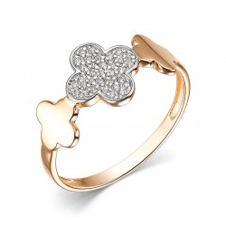 Inel din aur roșu cu pietre Cubic Zirconia Incolor