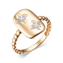 Inel din aur roșu cu pietre Cubic Zirconia Incolor