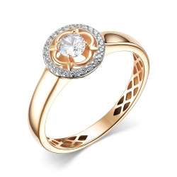 Inel din aur roșu cu pietre Cubic Zirconia Incolor
