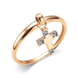 Inel din aur roșu cu pietre Cubic Zirconia Incolor