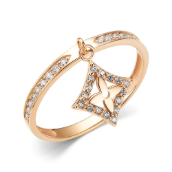 Inel din aur roșu cu pietre Cubic Zirconia Incolor