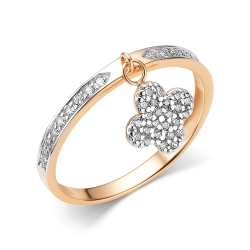 Inel din aur roșu cu pietre Cubic Zirconia Incolor
