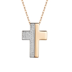 Colier din aur roșu cu pietre Cubic Zirconia Incolor