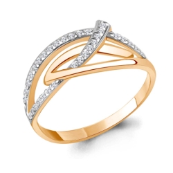 Inel din aur roșu cu pietre Cubic Zirconia Incolor