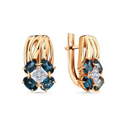 Cercei din aur roșu cu pietre Cubic Zirconia Incolor, Topaz London