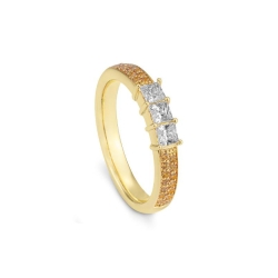 Inel din aur galben cu pietre Diamant, Diamant Cognac