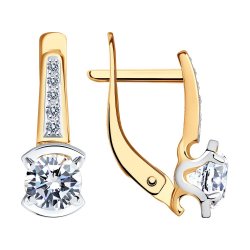 Серьги из красного золота с камнями Фианит