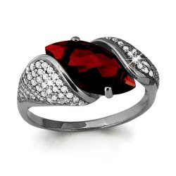 Inel din aur alb cu pietre Cubic Zirconia Incolor, Granat