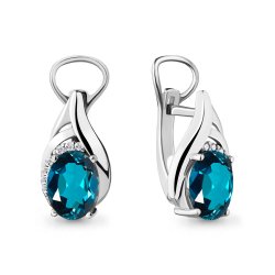 Cercei din aur alb cu pietre Cubic Zirconia Incolor, Topaz London