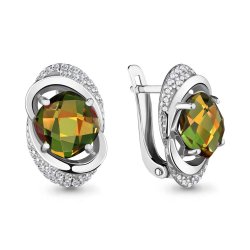 Cercei din aur alb cu pietre Cubic Zirconia Incolor, Zultanit (sint.)