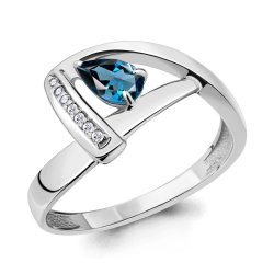 Inel din aur alb cu pietre Cubic Zirconia Incolor, Topaz London