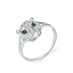 Inel din aur alb cu pietre Cubic Zirconia Incolor, Cubic Zirconia Verde