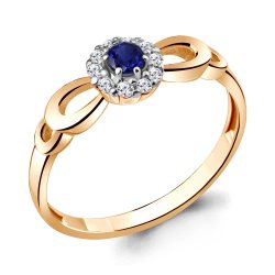 Inel din aur roșu cu pietre Cubic Zirconia Incolor, Nanosafir
