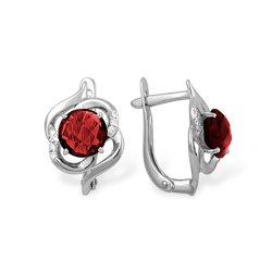 Cercei din aur alb cu pietre Cubic Zirconia Incolor, Granat