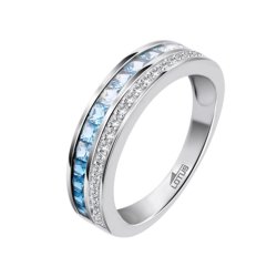 Inel din argint  cu pietre Cubic Zirconia Incolor, Cubic Zirconia Albastru