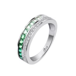 Inel din argint  cu pietre Cubic Zirconia Incolor, Cubic Zirconia Verde