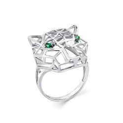 Inel din aur alb cu pietre Cubic Zirconia Verde