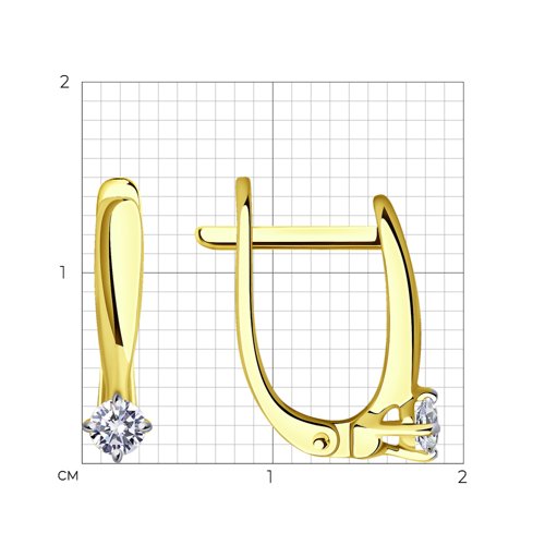 Серьги из желтого золота с камнями Бриллиант