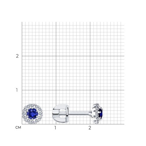 Cercei Pusete din aur alb cu pietre Diamant, Safir