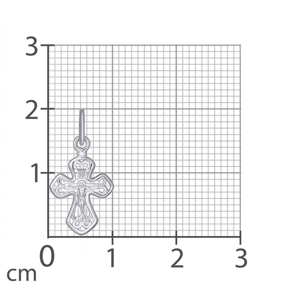 Крестик из белого золота без камней