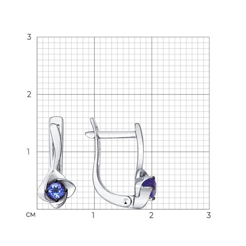 Серьги из белого золота с камнями Танзанит