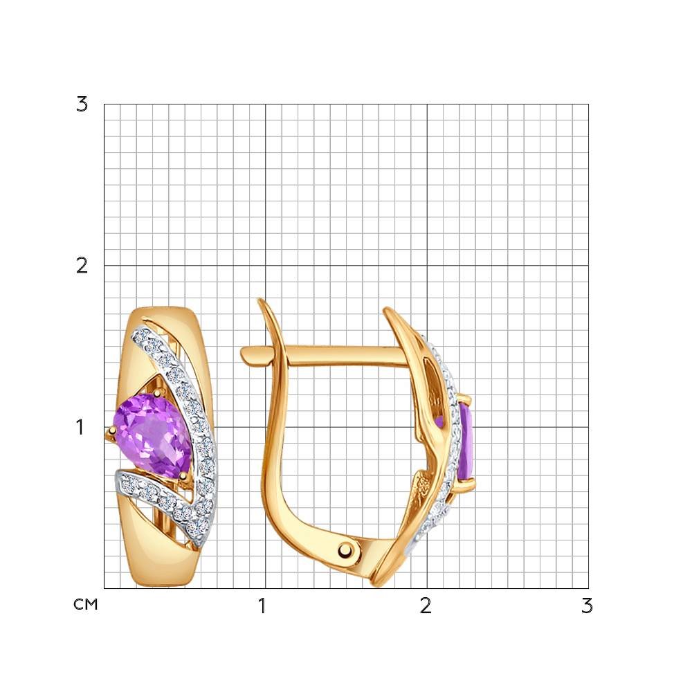 Cercei din aur roșu cu pietre Cubic Zirconia Incolor, Ametist