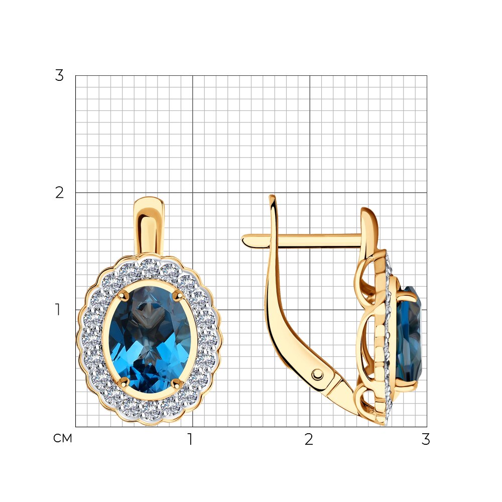 Cercei din aur roșu cu pietre Cubic Zirconia Incolor, Topaz London