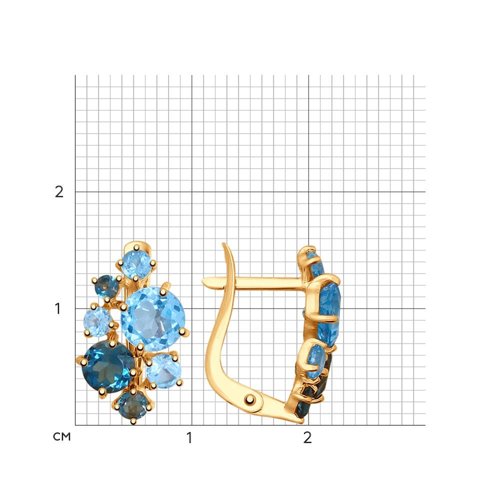 Серьги из красного золота с камнями Топаз London, Топаз Swiss