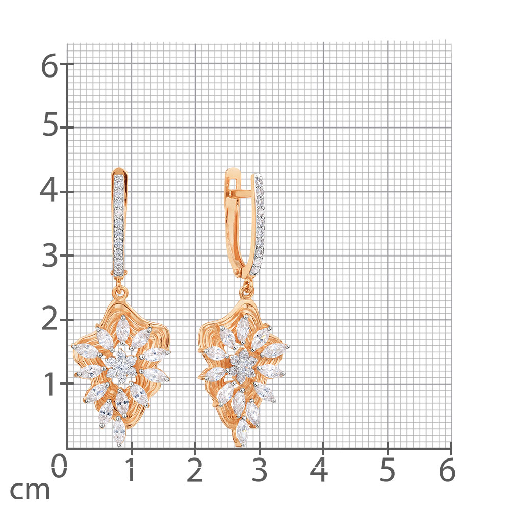 Cercei Suspendați din aur roșu cu pietre Cubic Zirconia Incolor