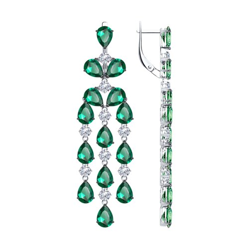 Cercei Suspendați din argint  cu pietre Cubic Zirconia Incolor, Cubic Zirconia Verde