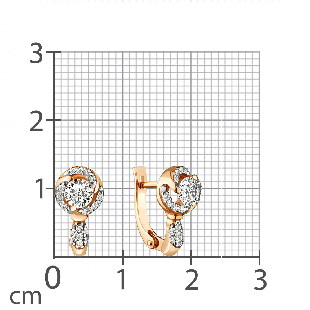 Серьги из красного золота с камнями Бриллиант