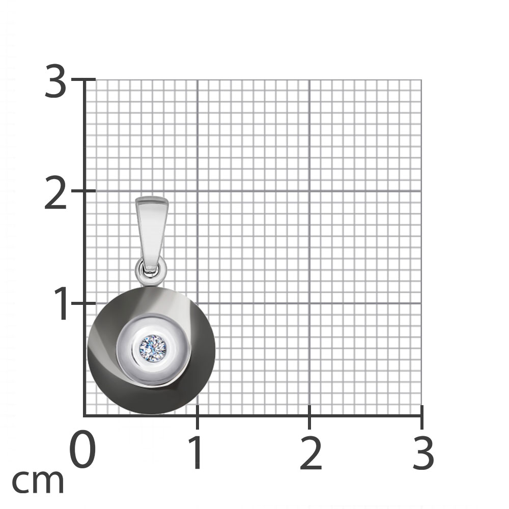 Pandantiv din aur alb cu pietre Diamant, Ceramica gri