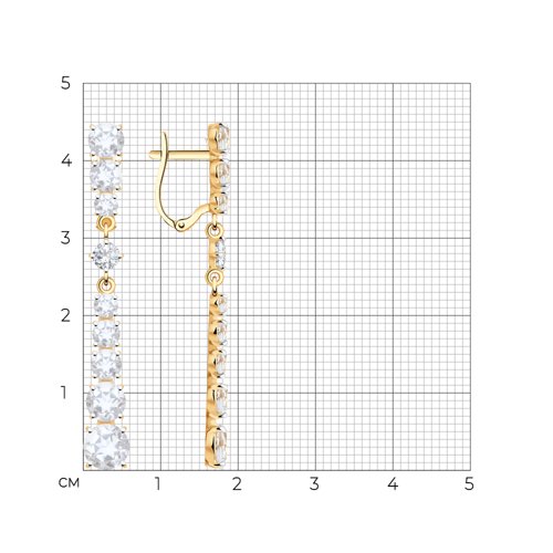 Cercei Suspendați din aur roșu cu pietre Cubic Zirconia Incolor, Cristal de munte