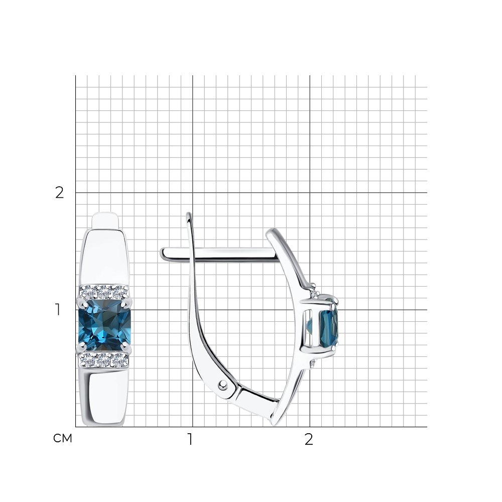 Cercei din aur alb cu pietre Cubic Zirconia Incolor, Topaz London