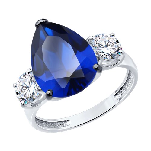 Inel din argint  cu pietre Cubic Zirconia Incolor, Cubic Zirconia Albastru Safir