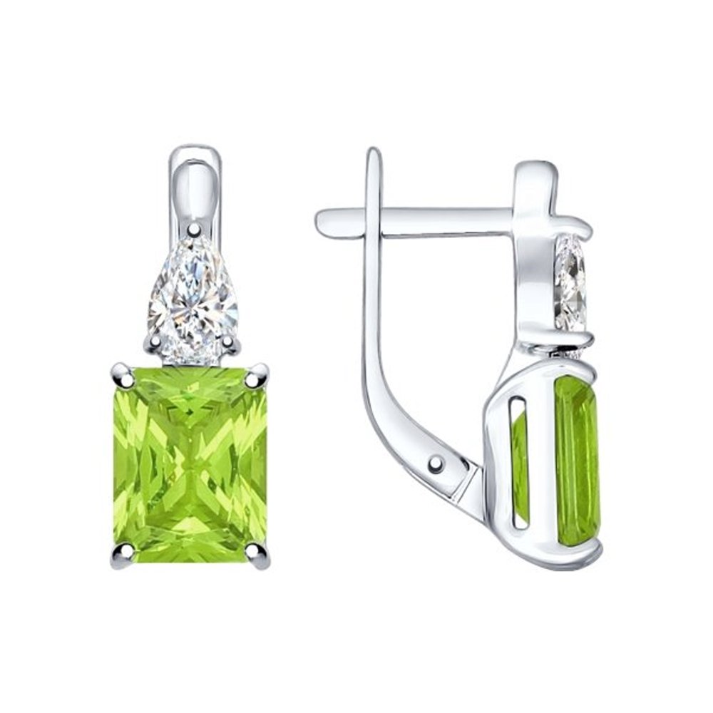 Cercei din argint  cu pietre Cubic Zirconia Incolor, Sital verde (sint.)